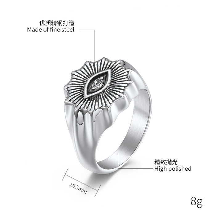 Anillo al por mayor de acero inoxidable Ojos de acero de titanio JDC-RS-Premqianf009