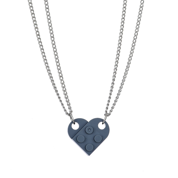 Wholesale Heart Necklace Can Splicing Split Block Pendant Necklace JDC-NE-YiD034