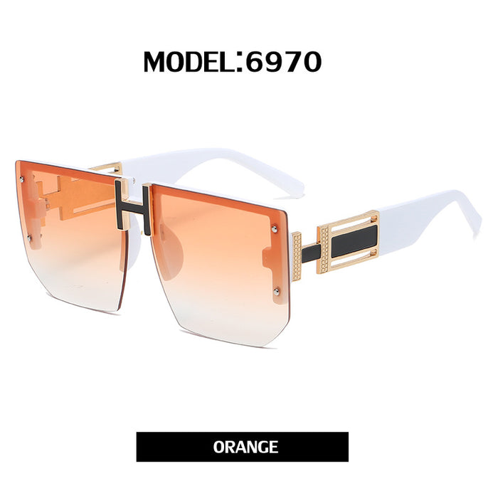 Wholesale UV Protection Large Frame Sunglasses Cut Edge Rimless JDC-SG-PTJS003