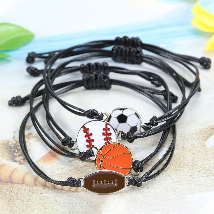 Wholesale Bracelet Alloy Wax Wire Braided Baseball Football Bracelet Basketball MOQ≥2 JDC-BT-YIYe034