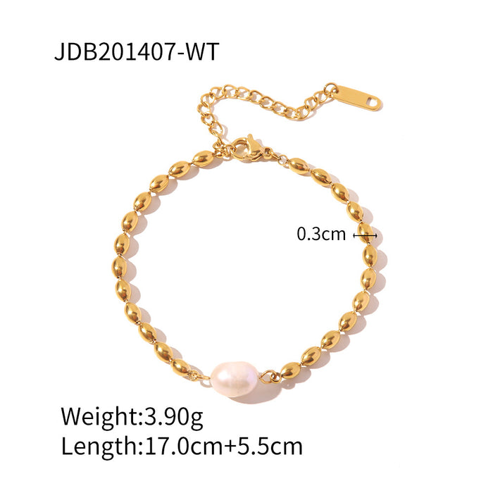 Wholesale Necklaces Stainless Steel Colorfast Natural Freshwater Pearl Oval JDC-NE-JD029