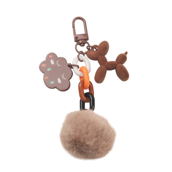Wholesale Keychains Plastic Cute Hairball Puppy MOQ≥2 JDC-KC-YiHan038