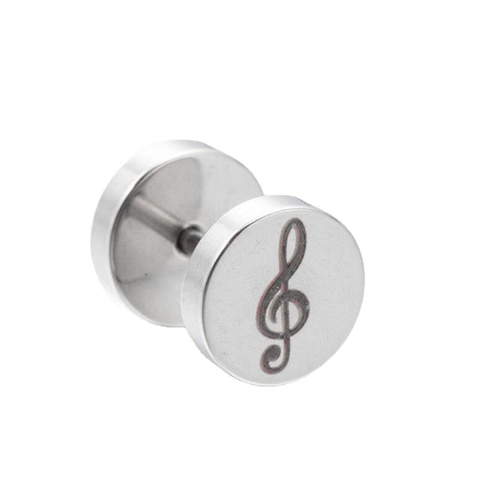 Wholesale Earrings Titanium Steel Music Symbol Logo Stud Earrings JDC-ES-JS010