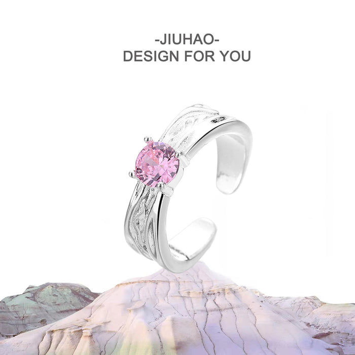 Anillo al por mayor de cobre rosa diamante diamante corazón corazón ajustable jdc-rs-jiuh002