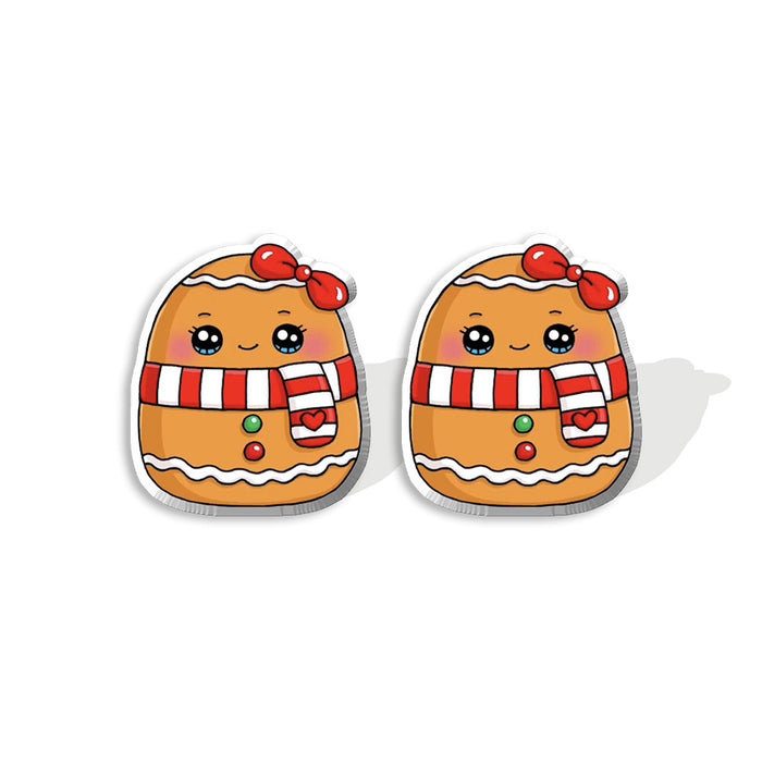 Wholesale Earrings Acrylic Christmas Santa Snowman Cookie Man MOQ≥2 JDC-ES-XiangL033