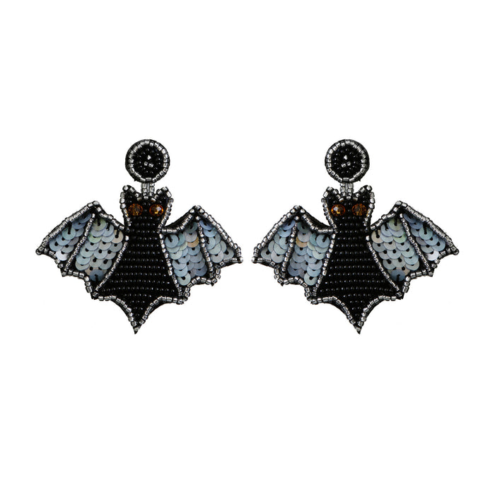 Wholesale Earrings Halloween Rice Beads Handmade Sequins Bat MOQ≥2 JDC-ES-PREMJM010