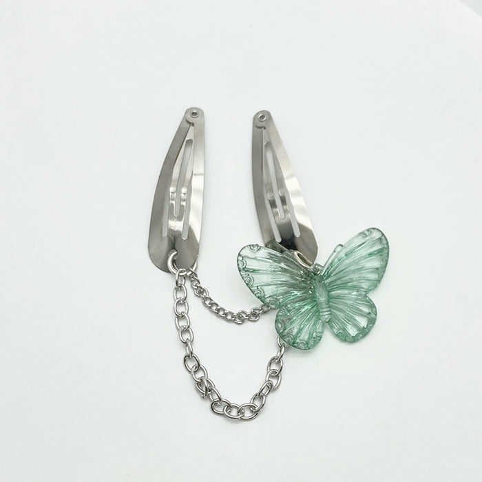 Wholesale Hair Clips Alloy Acrylic Transparent Butterfly Chain MOQ≥2 JDC-HC-MAON008
