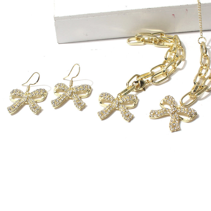 Wholesale necklace alloy temperament three-piece bow necklace JDC-NE-TC295