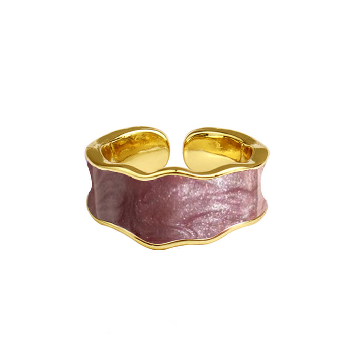 Wholesale Ring Silver Plated Colorful Handmade Enamel Glazed Irregular Opening JDC-RS-jiesheng002