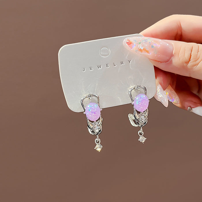 Wholesale Earrings Alloy Purple Micro Set Zircon JDC-ES-MDD051