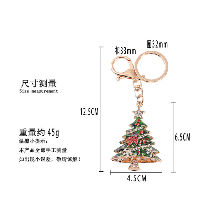Wholesale Keychains Metal Rhinestone Christmas Tree MOQ≥2 JDC-KC-DingJ004