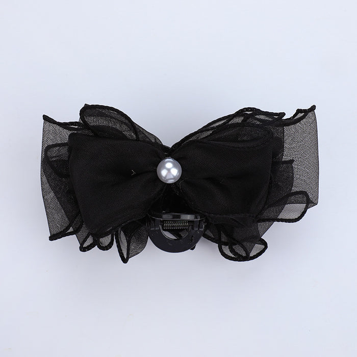 Wholesale hairpin mesh black and white mesh bow JDC-HC-MDL002