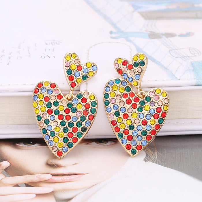 Jewelry WholesaleWholesale double layer fancy color diamond heart earrings JDC-ES-MY259 Earrings 曼茵 %variant_option1% %variant_option2% %variant_option3%  Factory Price JoyasDeChina Joyas De China