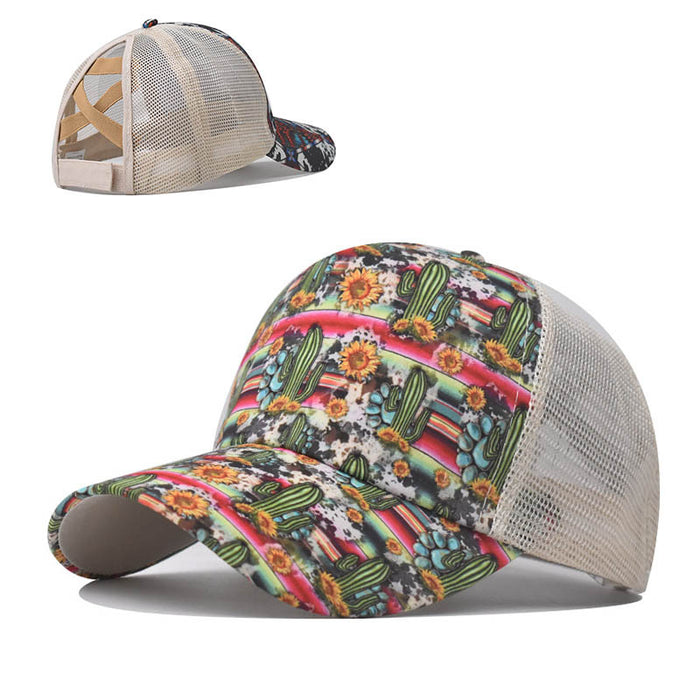 Wholesale printed back ponytail hat MOQ≥2 JDC-FH-EXu009