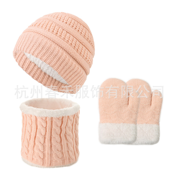 Wholesale Hat Acrylic Warm Kids Scarf Gloves 3 Piece Set MOQ≥2 JDC-FH-Chunh001