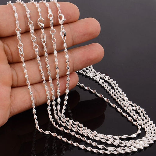 Jewelry WholesaleWholesale silver -plated necklace ladies water wave chain pendant JDC-NE-LongR005 Necklaces 龙瑞 %variant_option1% %variant_option2% %variant_option3%  Factory Price JoyasDeChina Joyas De China