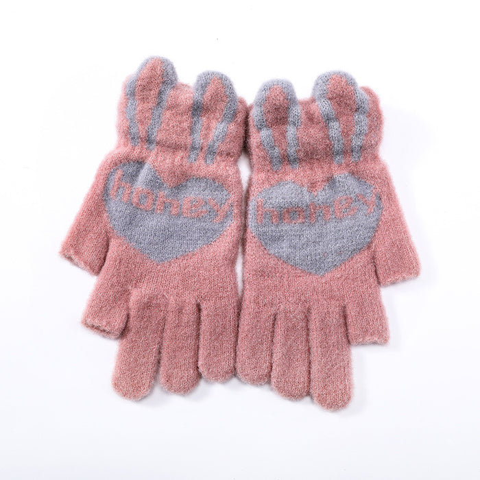Wholesale Winter Warm Gloves Full Finger Love Knitting Wool MOQ≥2Pairs JDC-GS-YiL001