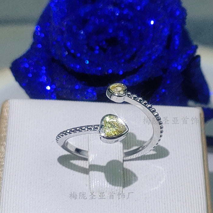 Wholesale 12 Months Different Colors Precious Stones Copper Couple Rings MOQ≥2 JDC-RS-ShengY001