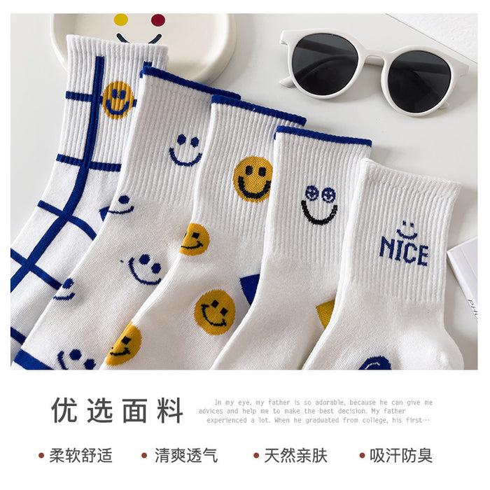 Calcetines al por mayor algodón que absorbe calcetines azules y blancos MOQ≥2 JDC-SK-CYU019
