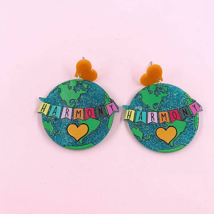 Wholesale acrylic printed earrings frosted JDC-ES-MOSHU011