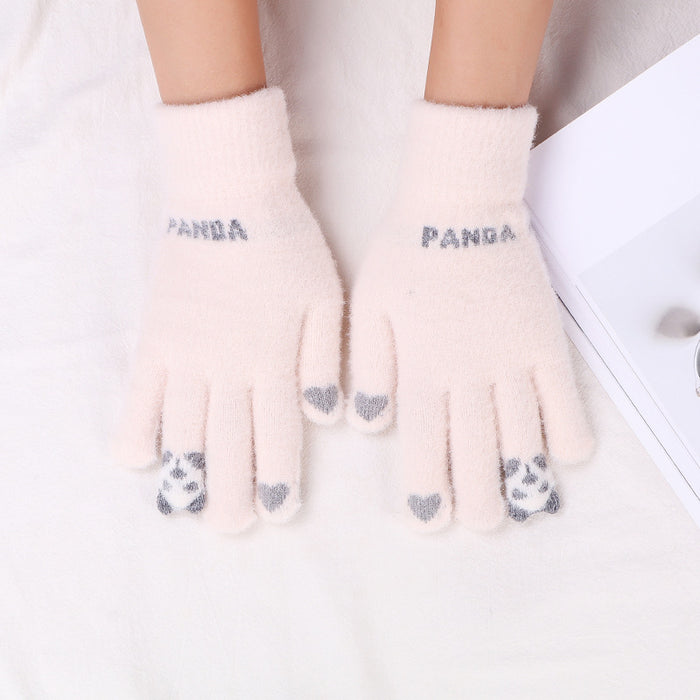 Wholesale Gloves Polyester Cute Panda Warm and Cold Protection Touch Screen MOQ≥2 JDC-GS-JiaT010