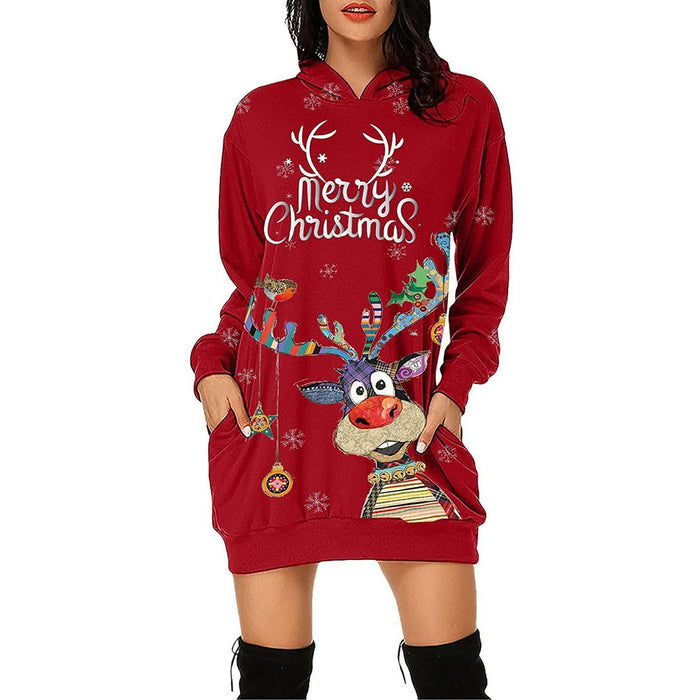 Wholesale Women's Christmas Printed Hooded Dress JDC-CTS-YPW001