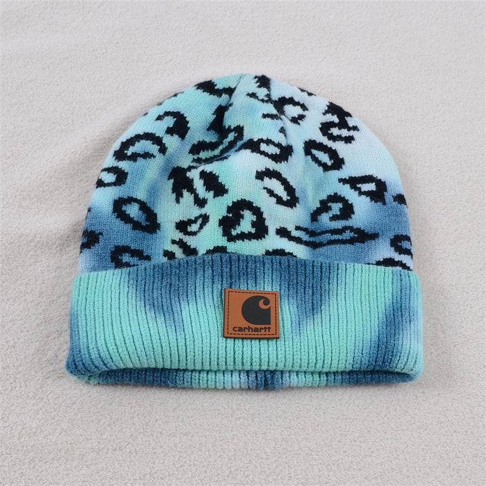 Wholesale Hat Cotton Tie Dye Leopard Knit Hat MOQ≥2 (F) JDC-FH-KuT004