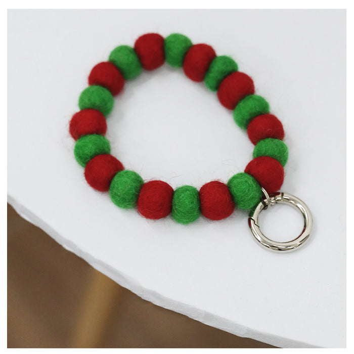 Wholesale cute wool felt ball bag pendant bracelet with keychain MOQ≥5 JDC-KC-FGu001