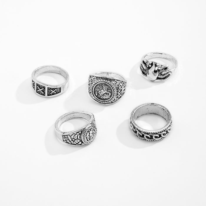 Wholesale Totem Geometric Alloy Men's Ring Set JDC-RS-LYing002