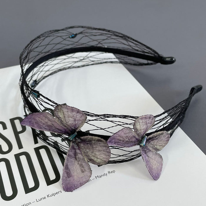 Wholesale Headband Fabric Embroidered Butterfly Crystal Headband MQO≥2 JDC-HD-HuaQiao001