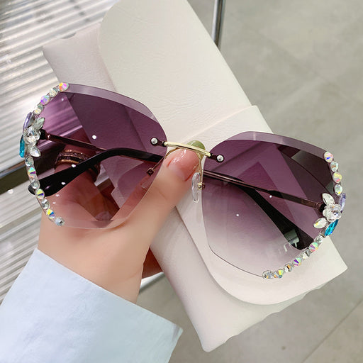 Jewelry WholesaleWholesale Diamond Frameless Cut Edge Women Sunglasses UV Protection JDC-SG-ZhanH006 Sunglasses 展亨 %variant_option1% %variant_option2% %variant_option3%  Factory Price JoyasDeChina Joyas De China
