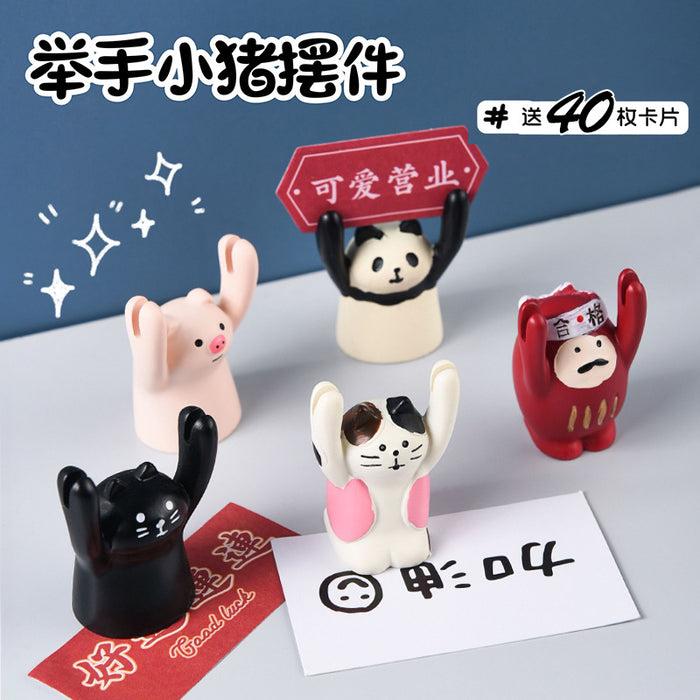 Wholesale Japanese Style Pig Holding Sign Resin Decoration JDC-DCN-HeHan001