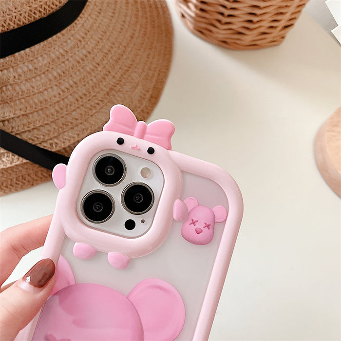 Estuche de teléfono al por mayor tpu pequeña cámara linda rosa oso (f) jdc-pc-mmm008