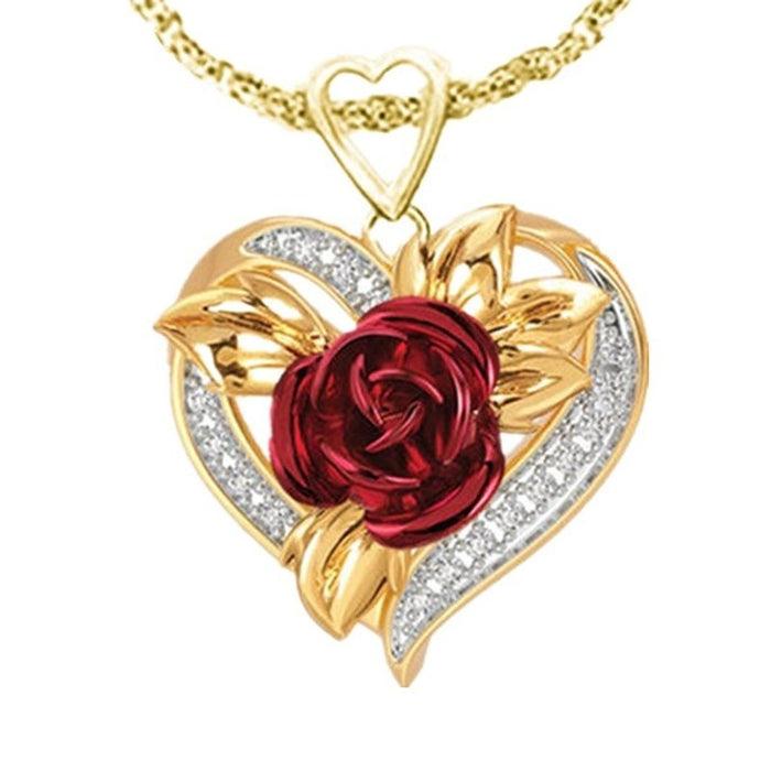 Jewelry WholesaleWholesale Love Red Rose Flower Diamond Necklace JDC-NE-YuJ006 necklaces 云锦 %variant_option1% %variant_option2% %variant_option3%  Factory Price JoyasDeChina Joyas De China