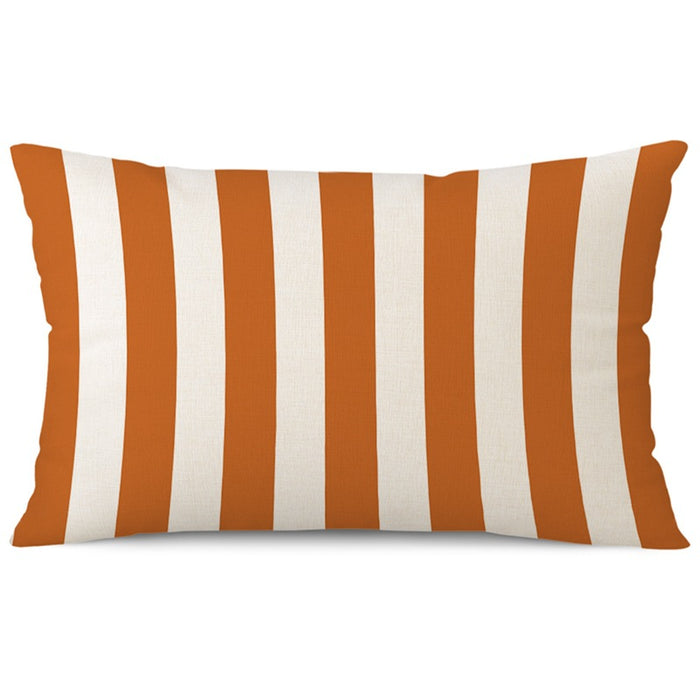 Wholesale Pumpkin Striped Orange Thanksgiving Linen Printed Pillowcase MOQ≥2 JDC-PW-YLong003