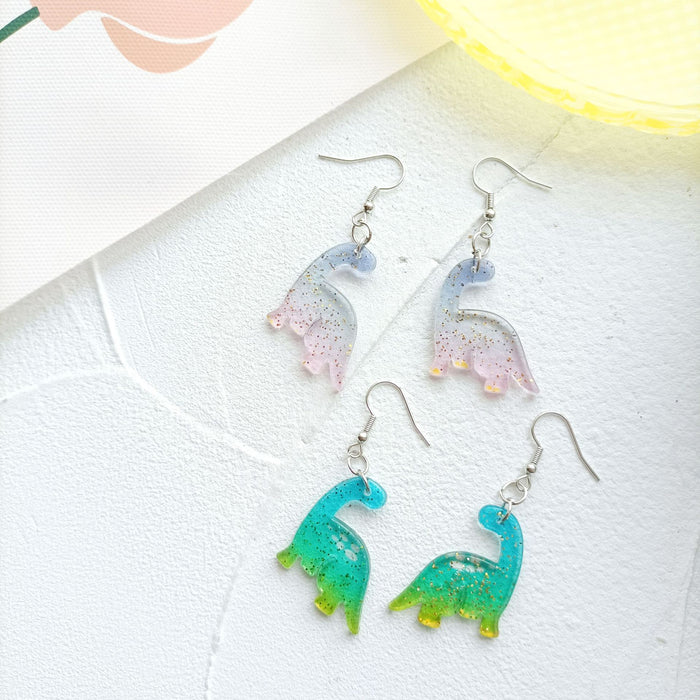 Wholesale Plastic Gradient Rainbow Dinosaur Earrings JDC-ES-MISUI012