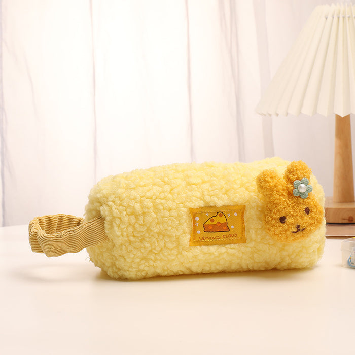 Wholesale Pencil Bag Lamb Wool Cute Cartoon Stationery Box MOQ≥2 JDC-PB-YUNKE016