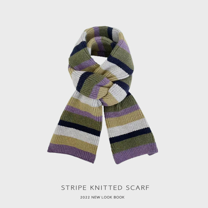 Wholesale Scarf Wool College Style Colorblock Striped Warm Scarf JDC-SF-ZhYi002