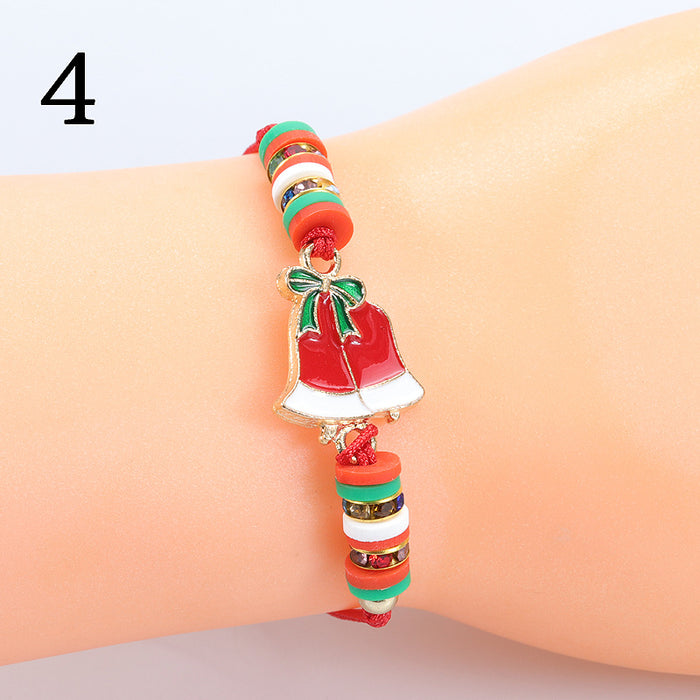 Wholesale Bracelet Alloy Jade Thread Soft Pottery Hand-woven Christmas MOQ≥2 JDC-BT-Yiye030