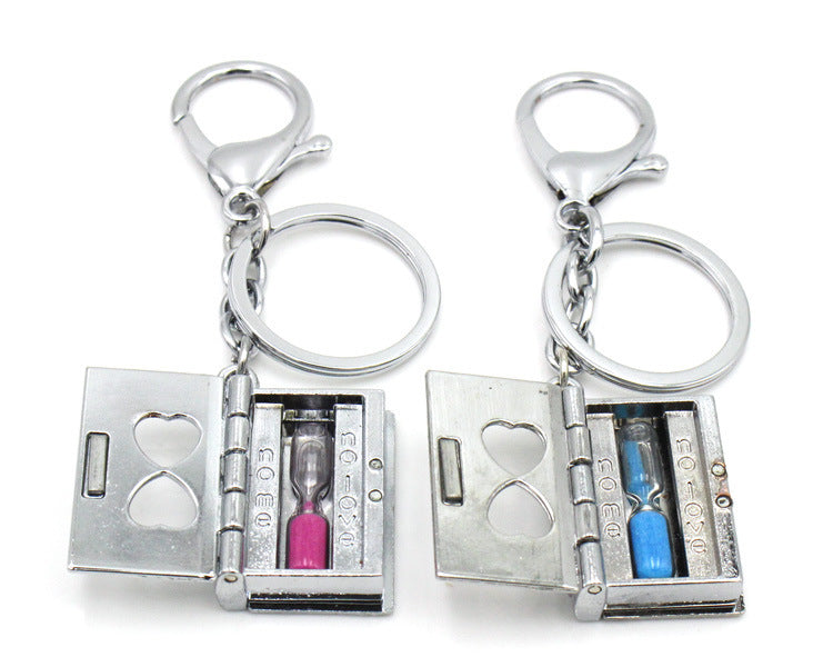Wholesale Keychain Alloy Silver Book Hourglass MOQ≥2 JDC-KC-CZhan003