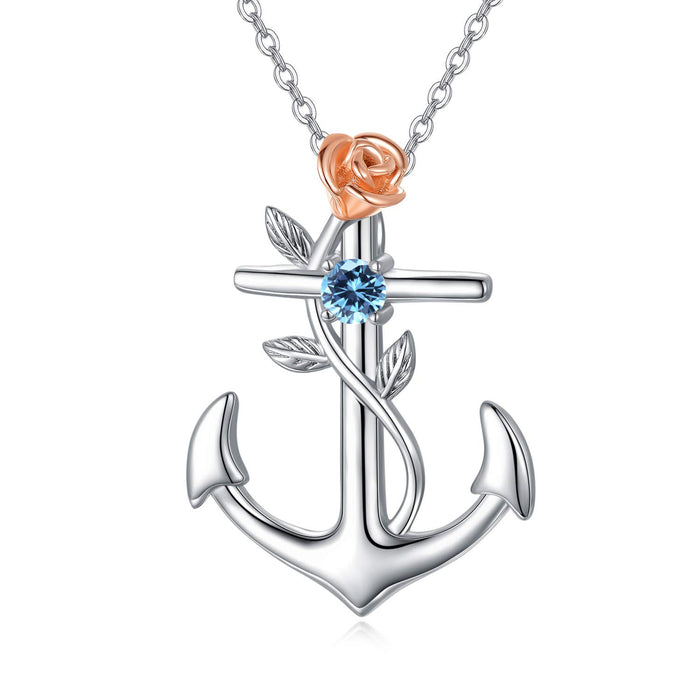 Wholesale anchor rose diamond anchor necklace JDC-NE-XunO014