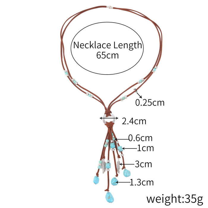 Wholesale Necklaces Alloy Turquoise Bohemian Ethnic Multilayer JDC-NE-ManY014