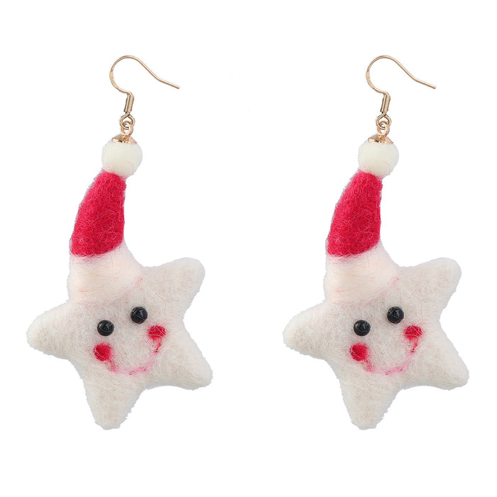 Wholesale Earrings Alloy Christmas Flannel Ball Stars JDC-ES-JL1034