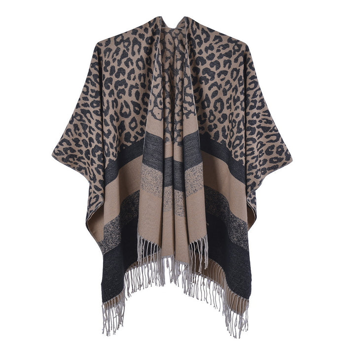 Wholesale Scarf Polyester Acrylic leopard shawl ladies warm thickened JDC-SF-Rous006