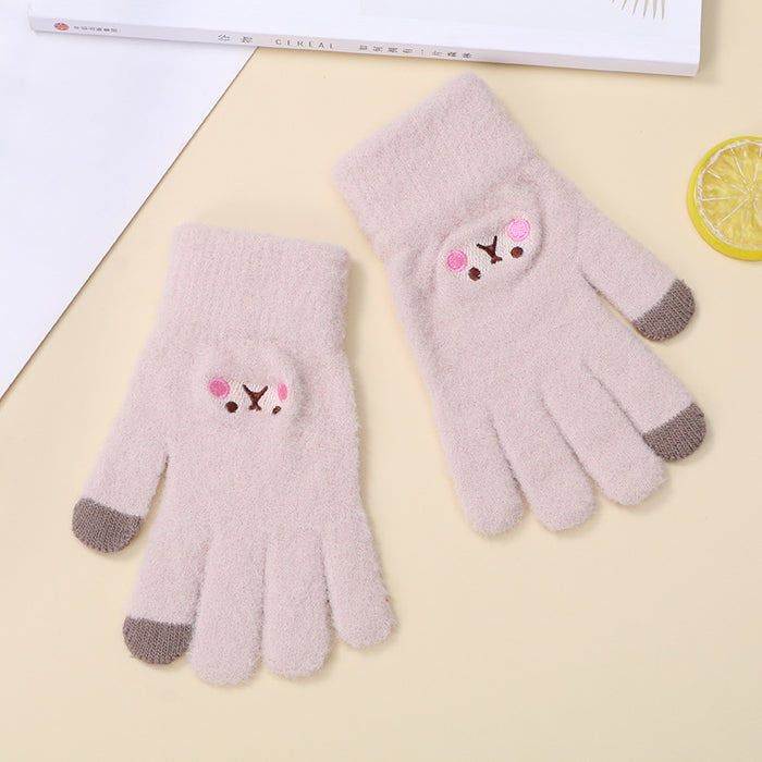 Wholesale Gloves Acrylic Fiber Cute Cartoon Smiley Bear MOQ≥2 JDC-GS-JiaT007