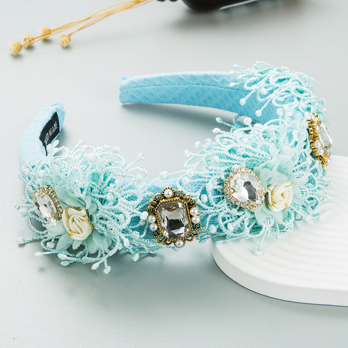 Wholesale headband fabric garland romantic crystal MOQ≥2 JDC-HD-Hemin031