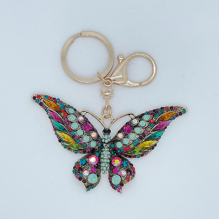 Wholesale Retro New Rhinestone Butterfly Keychain MOQ≥2 JDC-KC-CH036