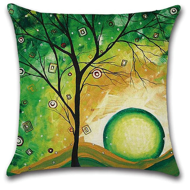 Wholesale Pillowcase Tree of Life Printed Cotton Linen MOQ≥3 JDC-PW-Yuer001
