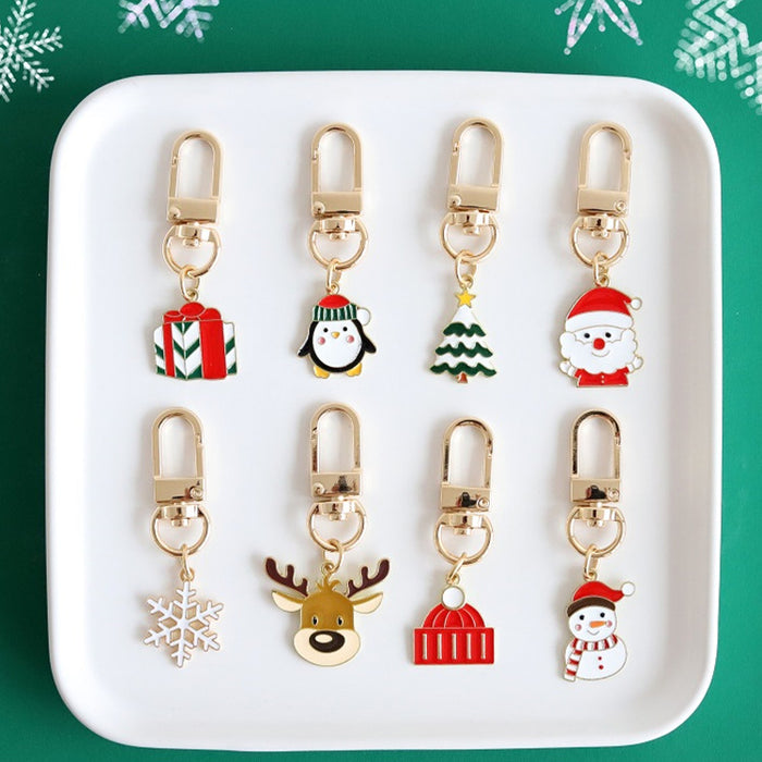 Wholesale Keychains Metal Cartoon Snowflake Christmas Tree Christmas MOQ≥2 JDC-KC-QiChen013