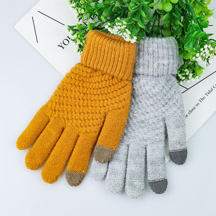 Wholesale Gloves Acrylic Thick Knit Warm Touch Screen JDC-GS-HaiL012